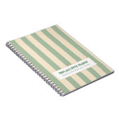 Personalized Vertical Stripe Green Cream ノートブック (右側)