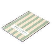 Personalized Vertical Stripe Green Cream ノートブック (左側)