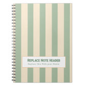 Personalized Vertical Stripe Green Cream ノートブック (正面)