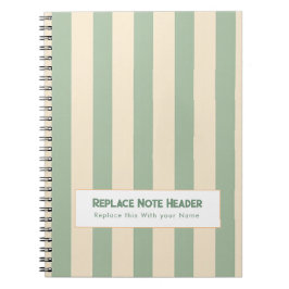 Personalized Vertical Stripe Green Cream ノートブック