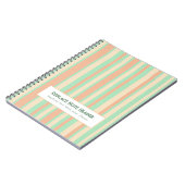 Personalized Vertical Stripe Green Orange ノートブック (左側)