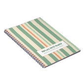 Personalized Vertical Stripe Green Orange ノートブック (右側)