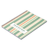 Personalized Vertical Stripe Green Orange ノートブック (左側)