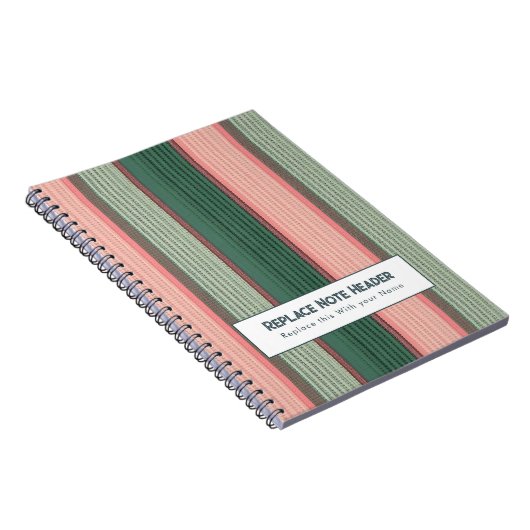 Personalized Vertical Stripe Green Pink ノートブック (右側)