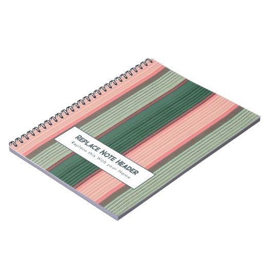 Personalized Vertical Stripe Green Pink ノートブック (左側)