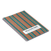 Personalized Vertical Stripe Teal Rust ノートブック (右側)