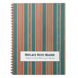 Personalized Vertical Stripe Teal Rust ノートブック