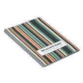 Personalized Vertical Stripe Teal Rust ノートブック (右側)