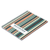 Personalized Vertical Stripe Teal Rust ノートブック (左側)