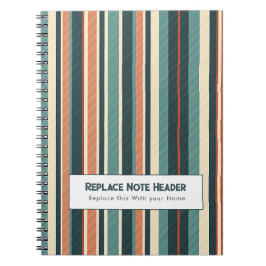 Personalized Vertical Stripe Teal Rust ノートブック