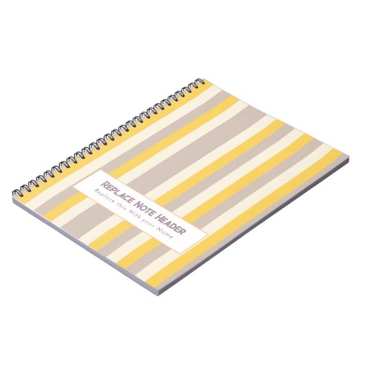 Personalized Vertical Stripe Yellow Lavender ノートブック (左側)