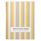 Personalized Vertical Stripe Yellow Lavender ノートブック (正面)