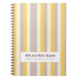Personalized Vertical Stripe Yellow Lavender ノートブック