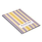 Personalized Vertical Stripe Yellow Lavender ノートブック (右側)