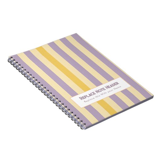Personalized Vertical Stripe Yellow Lavender ノートブック (右側)