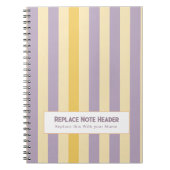 Personalized Vertical Stripe Yellow Lavender ノートブック (正面)