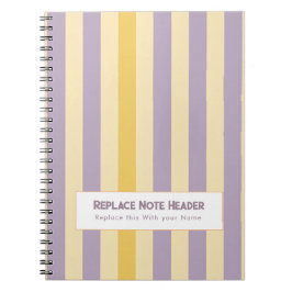 Personalized Vertical Stripe Yellow Lavender ノートブック