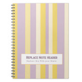 Personalized Vertical Stripe Yellow Lavender ノートブック (正面)