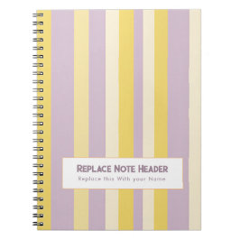 Personalized Vertical Stripe Yellow Lavender ノートブック