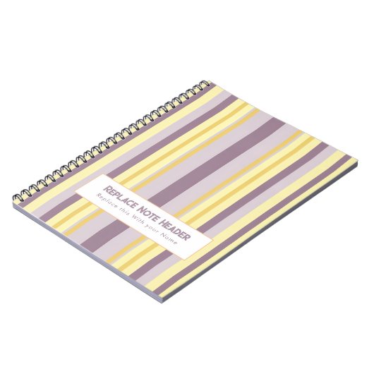 Personalized Vertical Stripe Yellow Lavender ノートブック (左側)