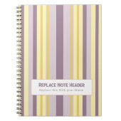 Personalized Vertical Stripe Yellow Lavender ノートブック (正面)