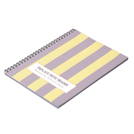 Personalized Vertical Stripe Yellow Lavender ノートブック (左側)