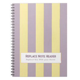 Personalized Vertical Stripe Yellow Lavender ノートブック