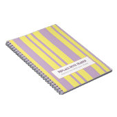 Personalized Vertical Stripe Yellow Lavender ノートブック (右側)