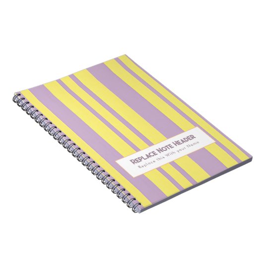 Personalized Vertical Stripe Yellow Lavender ノートブック (右側)
