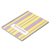 Personalized Vertical Stripe Yellow Lavender ノートブック (左側)