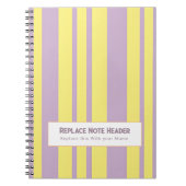 Personalized Vertical Stripe Yellow Lavender ノートブック (正面)