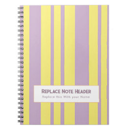 Personalized Vertical Stripe Yellow Lavender ノートブック