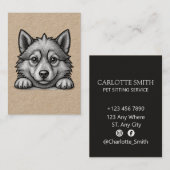 Personalized Veterinarian Husky Sketch 名刺 (正面/裏面)