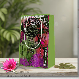Personalized Vibrant Abstract Mixed Media Art  ミディアムペーパーバッグ