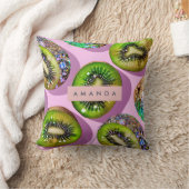 Personalized Vibrant Glitter Kiwi Pop Art Design クッション (ブランケット)