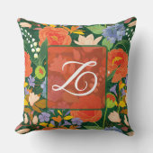Personalized vibrant Jungle Floral Monogram  クッション (正面)