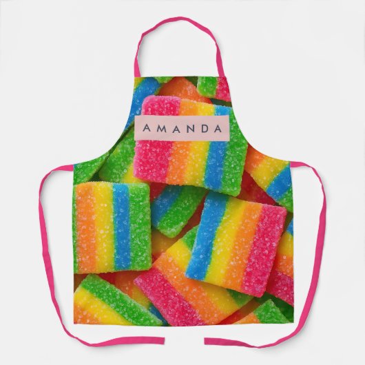 Personalized Vibrant Rainbow Candy Stripe  エプロン (正面)