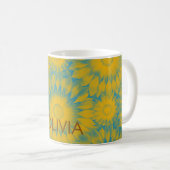 Personalized Vibrant Sunflower Tie-Dye Art コーヒーマグカップ (正面右)