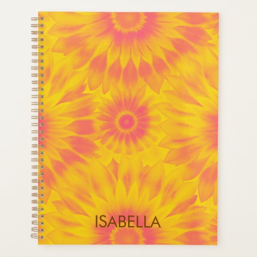 Personalized Vibrant Sunflower Tie-Dye Art プランナー手帳 (正面)