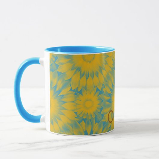Personalized Vibrant Sunflower Tie-Dye Art マグカップ (左)