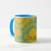 Personalized Vibrant Sunflower Tie-Dye Art マグカップ (正面左)