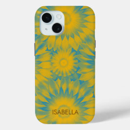 Personalized Vibrant Sunflower Tie-Dye Art iPhone 15ケース