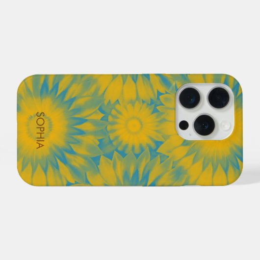Personalized Vibrant Sunflower Tie-Dye Art iPhoneケース (裏面横)