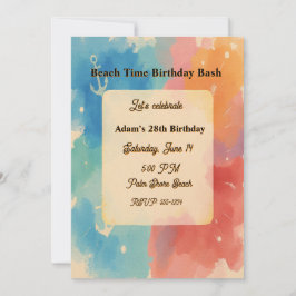 Personalized Vibrant Watercolor Beach Invitation 招待状