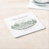 Personalized Vineyard Wedding Coasters  スクエアペーパーコースター (アングル)