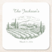 Personalized Vineyard Wedding Coasters  スクエアペーパーコースター (正面)