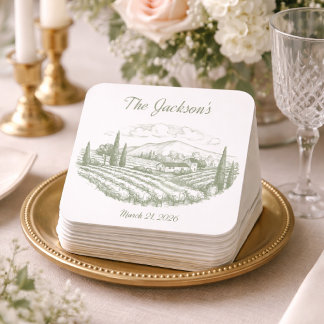 Personalized Vineyard Wedding Coasters  スクエアペーパーコースター