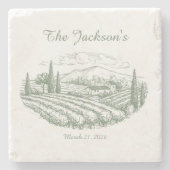 Personalized Vineyard Wedding Coasters  ストーンコースター (正面)