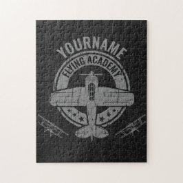 Personalized Vintage Airplane Pilot Flying Academy ジグソーパズル