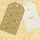 Personalized Vintage Antique Wallpaper Yellow ギフトタグ